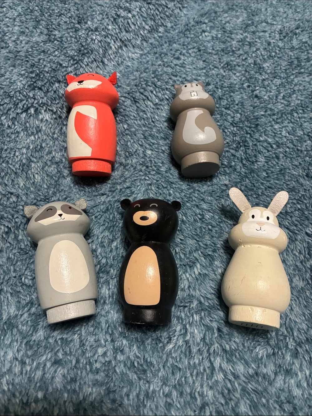 Hearth & Hand Wooden Animal Peg Dolls - Fox, Squirrel, Raccoon, Bear, Bunny